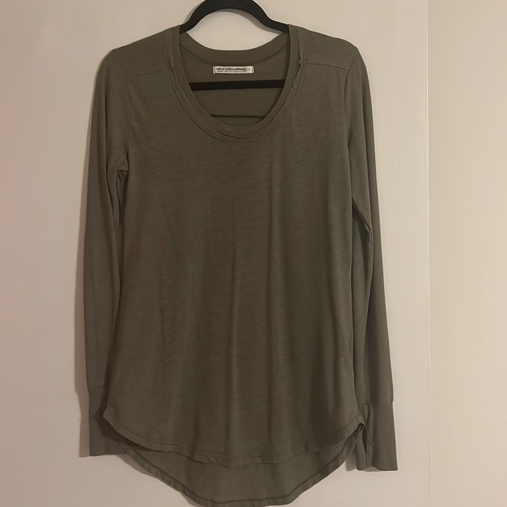 Groceries Apparel Olive Long Sleeve Top